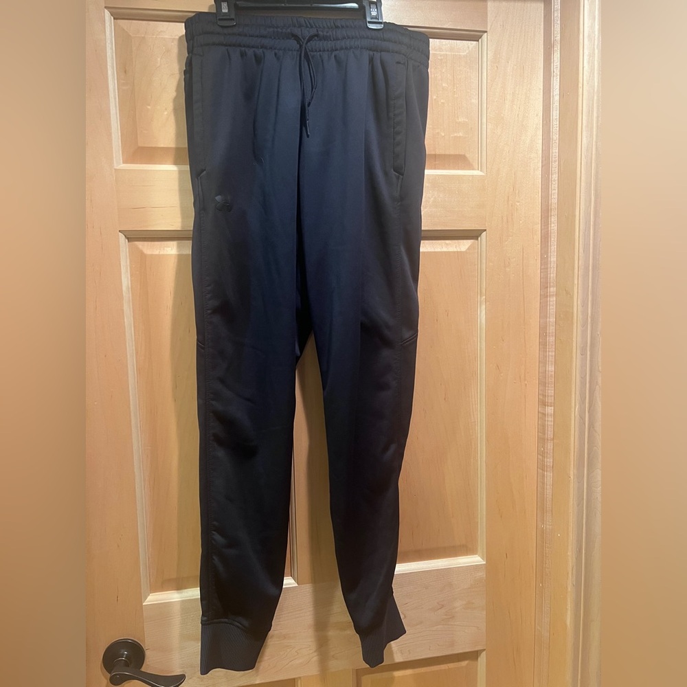 Under Armour Comfy Fleece Mens Joggers Black Ankle Cuffs Activewear Loungewear L